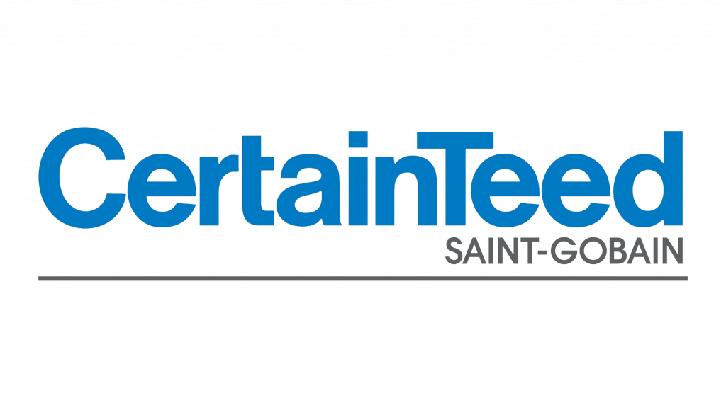 Logo of Certainteed, a subsidiary of Saint-Gobain specializing in storm damage roofing.