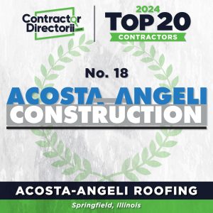 Flyer denoting Acosta Angeli Roofing placed in the top 20 roofing contractors on Directorii's website.